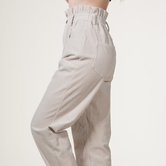 HIGH Waist Paperbag Corduroy Baggy Pants - Picture 3 of 7